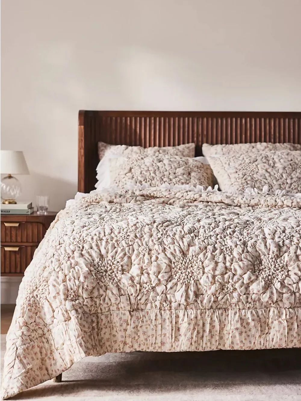 New Anthropologie Dahlia Cotton Voile Floral Printed Textured Quilt Size king
